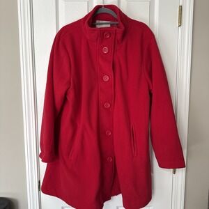 Women Within Red Winter 18/20 Large Red Button Up Coat